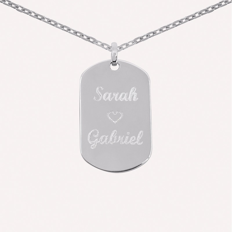 Pendentif personnalisé homme – Plaque en argent 925 ou plaqué or