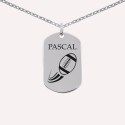 Pendentif homme personnalisé – Plaque gravée avec symboles sportifs en argent 925