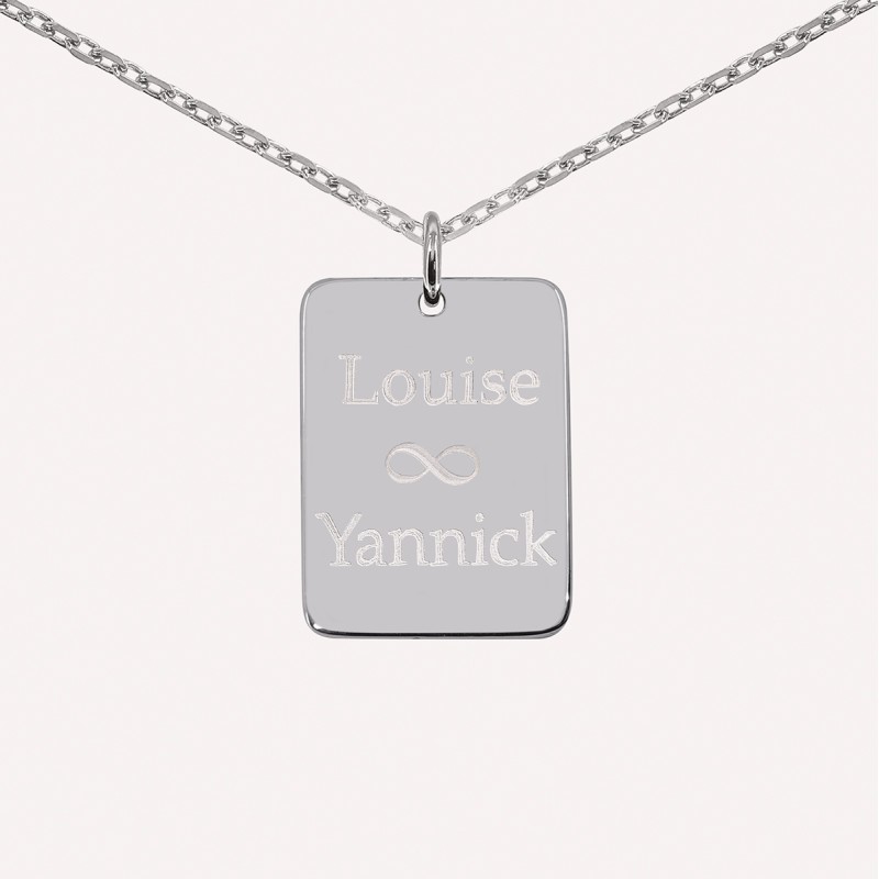 Pendentif homme personnalisé – Plaque rectangle en argent 925 ou plaqué or