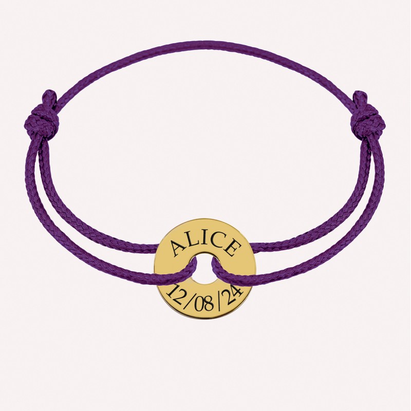 Bracelet personnalisé petit jeton en Or 18K