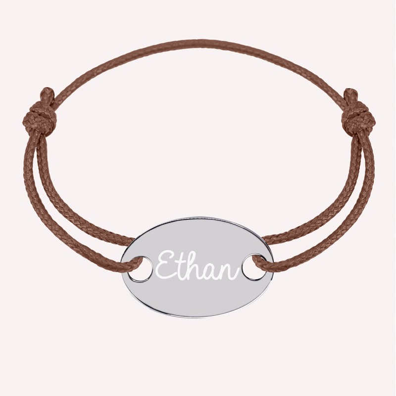 Bracelet personnalisé homme – Plaque ovale en argent 925