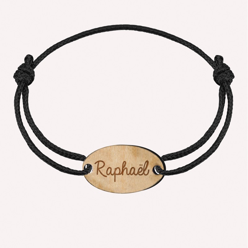 Bracelet jeton ovale en Bois à personnaliser