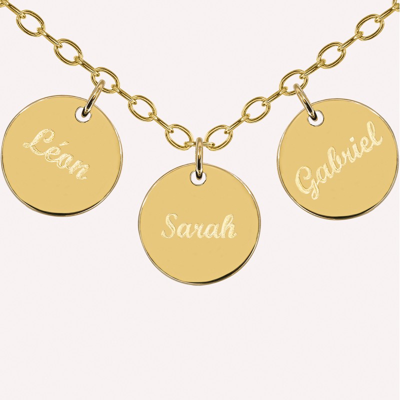 Collier médailles personnalisées en argent 925 ou plaqué or