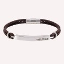 Bracelet personnalisé homme  - Plaque gravée en acier et cuir véritable
