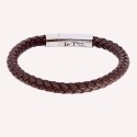 Bracelet homme personnalisé en acier et cuir - Gravure intérieure sur fermoir