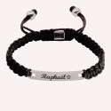 Bracelet homme personnalisé en acier et cordon noir shamballa