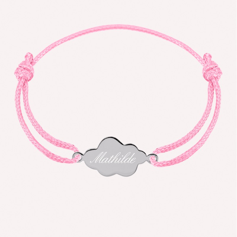 Bracelet personnalisé nuage sur cordon en argent 925 ou plaqué or