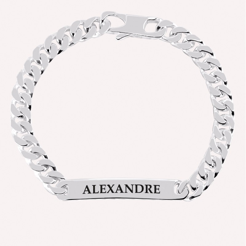 Gourmette homme en argent personnalisée – Gravée sur mesure