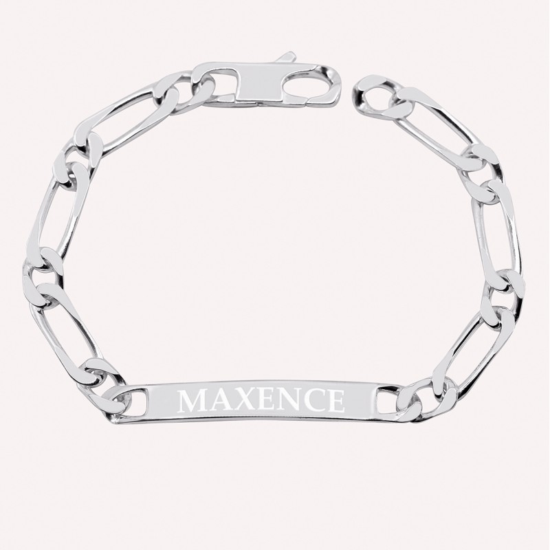 Gourmette homme personnalisée maille alternée en argent 925