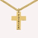 Pendentif personnalisé homme - Croix gravée en argent 925 ou plaqué or
