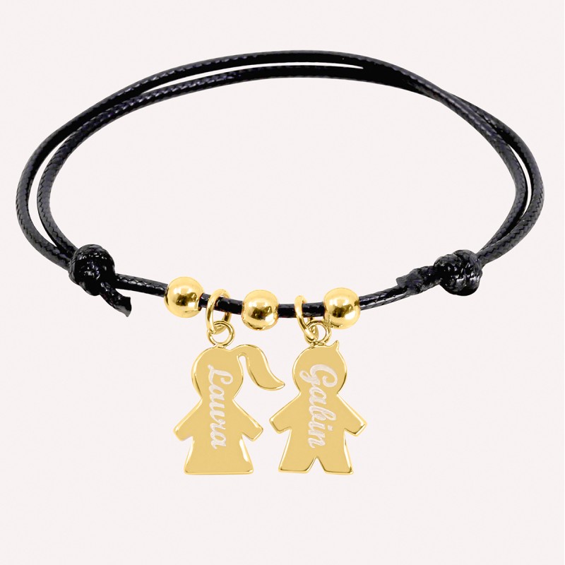 Bracelet gravé garçon ou fille sur cordon