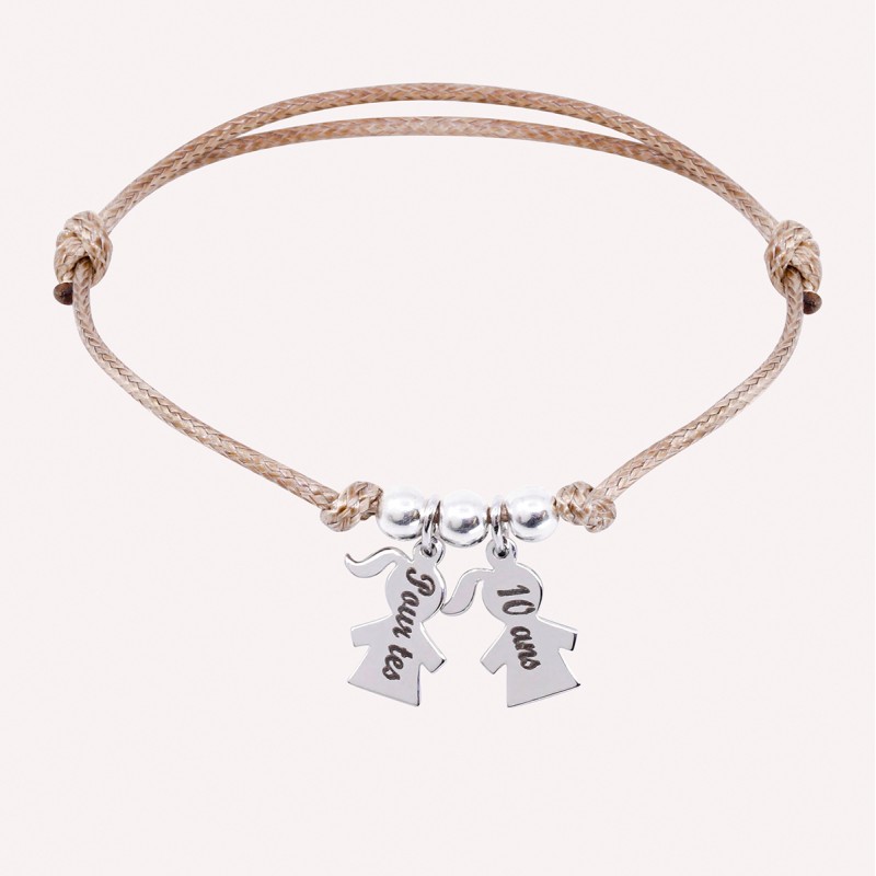Bracelet chérubins sur cordon à personnaliser