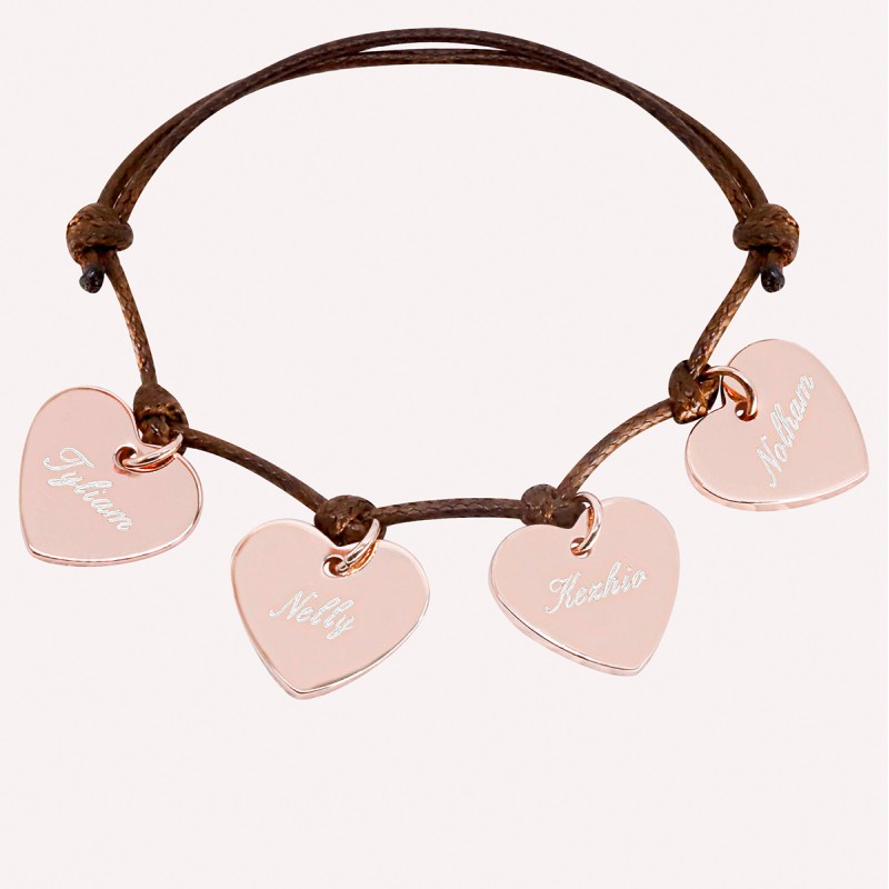 Bracelet personnalisé "Mes Petits Coeurs" en Argent 925 ou Plaqué Or