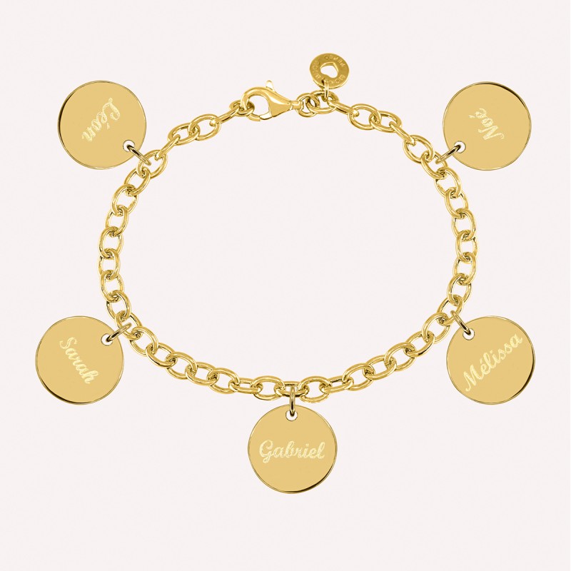 Bracelet médailles personnalisées en argent 925 ou plaqué Or