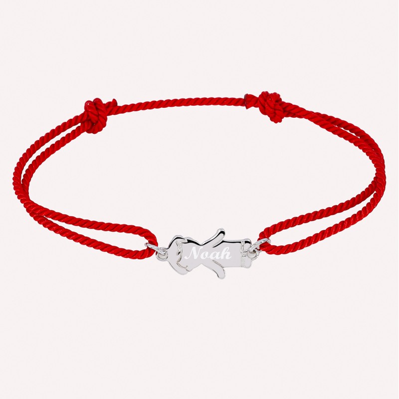 Bracelet enfant en Argent 925 sur cordelette torsadée à personnaliser