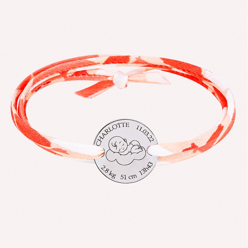 Bracelet médaillon naissance Argent 925 sur Liberty à personnaliser
