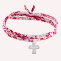 Bracelet personnalisé croix sur liberty en argent 925 ou plaqué or