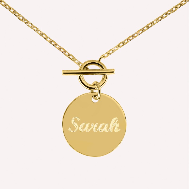 Collier personnalisé médaille avec fermoir intégré en argent 925 ou plaqué or