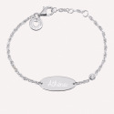 Gourmette enfant gravée ovale et zirconium en argent 925 ou plaqué or