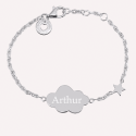 Gourmette enfant personnalisée nuage et étoile en argent 925 ou plaqué or