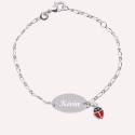 Gourmette identité bébé coccinelle gravée en Argent 925 ou Plaqué Or