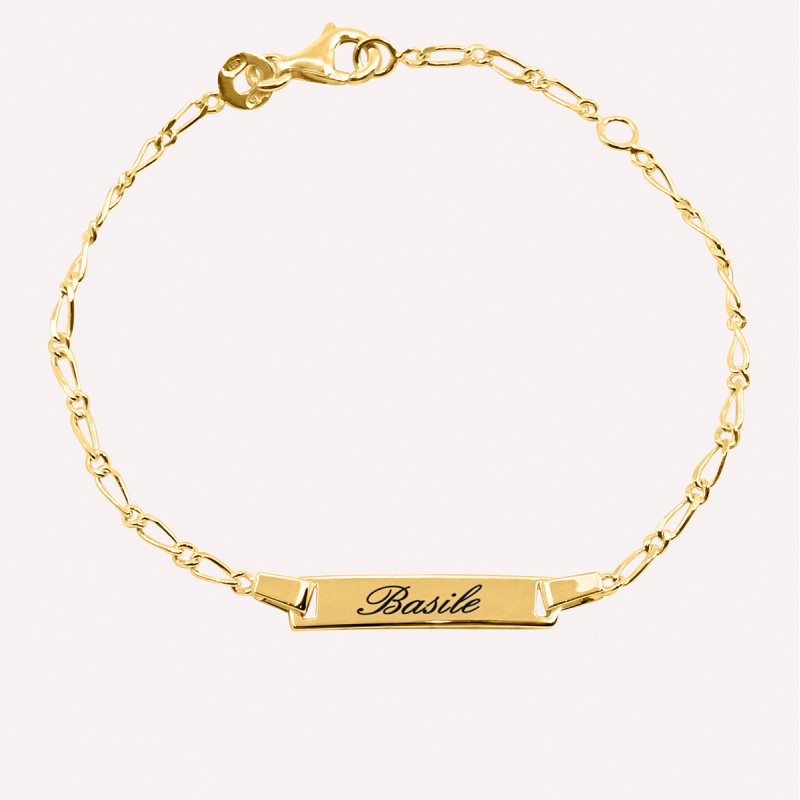 Gourmette gravée bébé maille alternée en argent 925 ou plaqué or