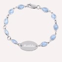 Gourmette bébé prénom gravée argent 925 avec pierres en zirconium bleues