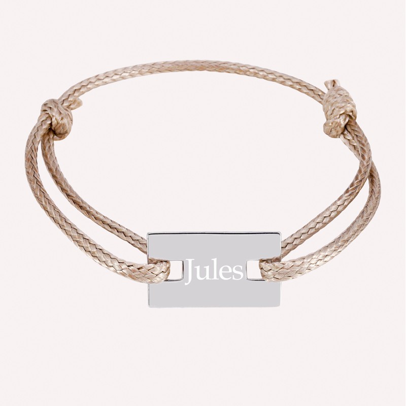 Bracelet gravé petit rectangle en argent 925 à personnaliser