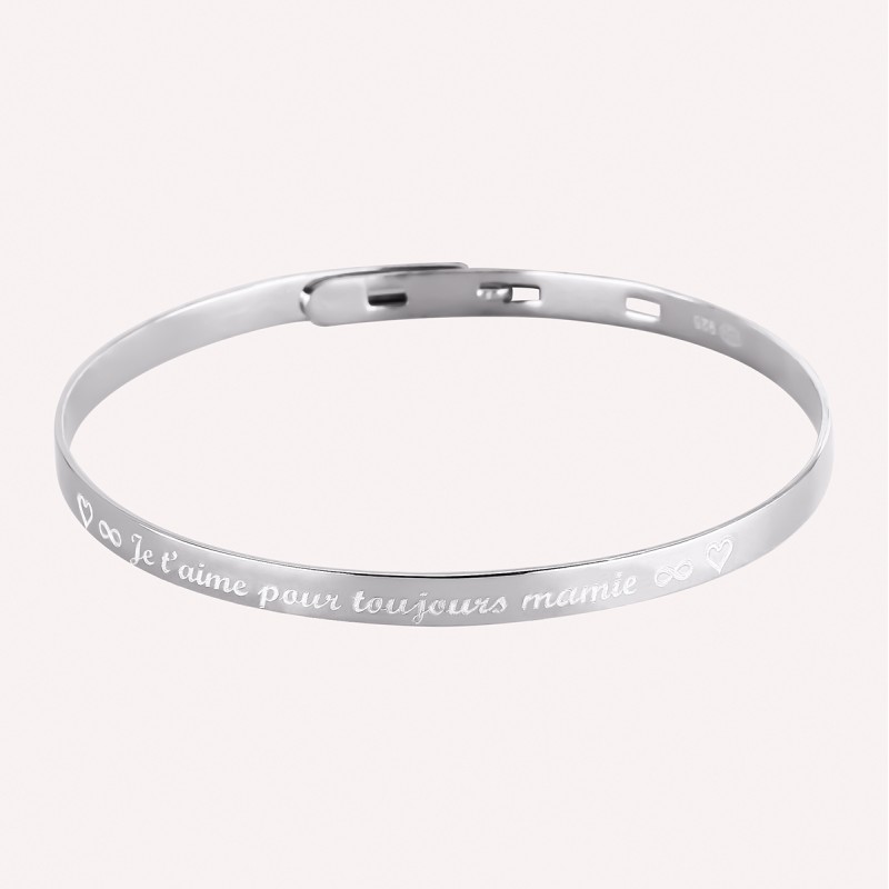 Petit bracelet jonc gravé en argent 925 ou plaqué or