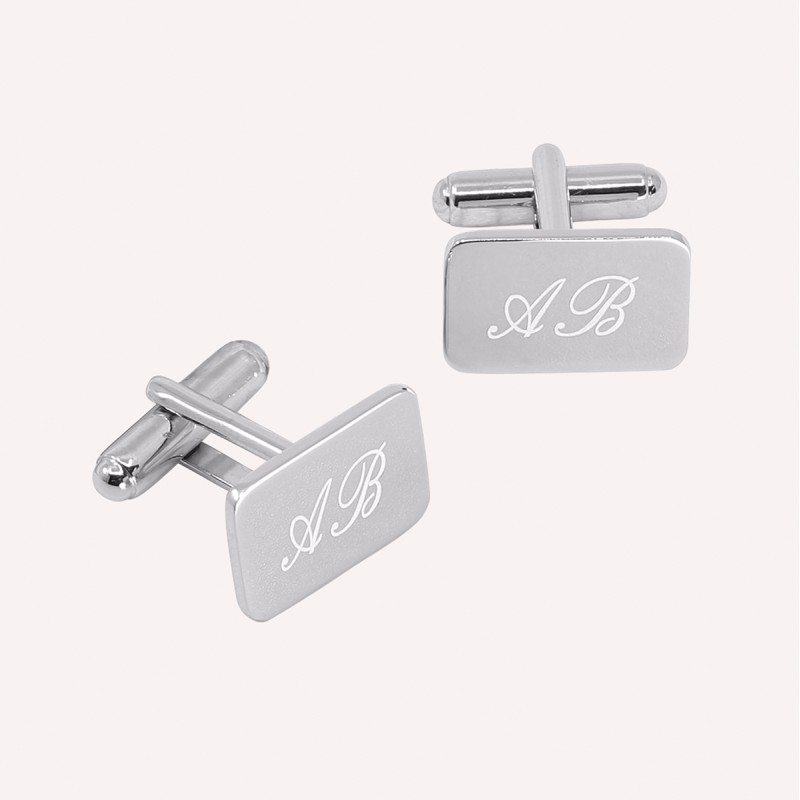 Boutons de Manchette Rectangle en Argent 925 à personnaliser
