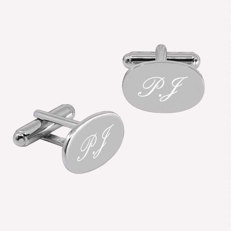 Boutons de Manchette Ovale en Argent 925 à personnaliser