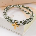 Bracelet personnalisé croix sur liberty en argent 925 ou plaqué or
