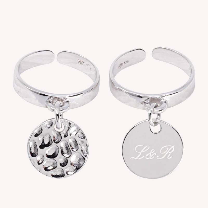 Bague martelée avec charm à graver