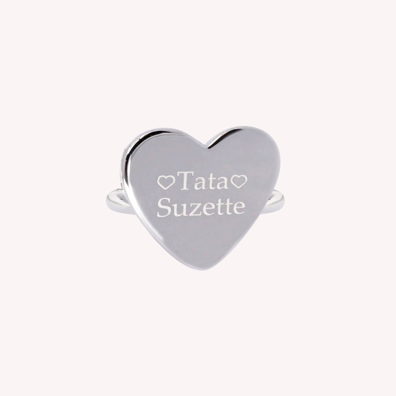 Bague coeur ajustable en Argent 925 à personnaliser