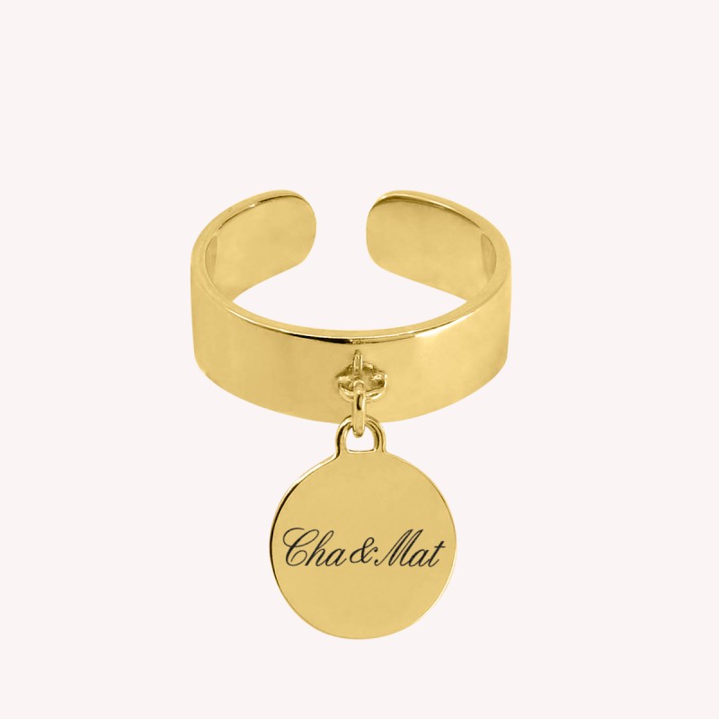 Bague Pampille ajustable en Argent 925 ou Plaqué Or à personnaliser