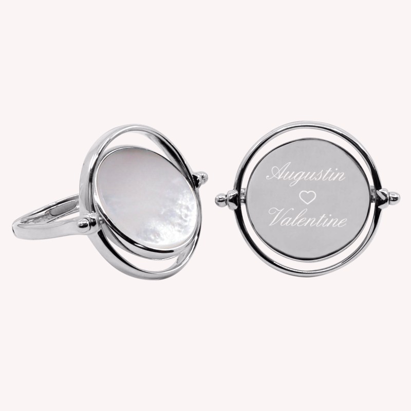 Bague réversible femme ajustable en Argent 925 avec pierres naturelles – Bijou personnalisable élégant