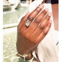 Bague ruban coeur perlé en argent 925 à personnaliser