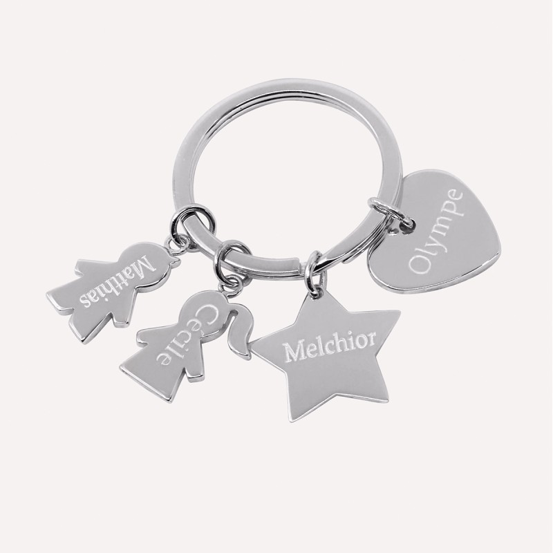 Petit porte clé personnalisé My Family en Argent 925