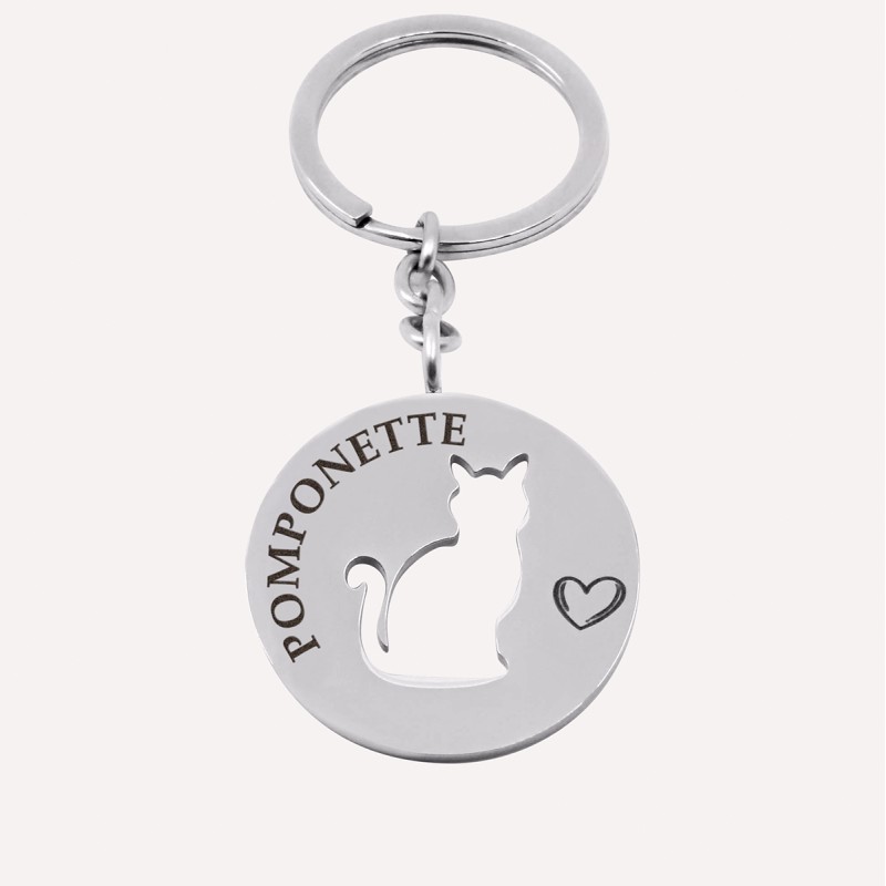 Porte clés personnalisé Chat & Chien en Acier inoxydable