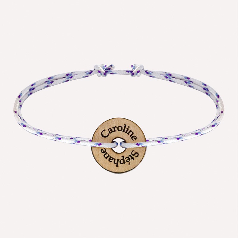 Bracelet jeton rond en bois à personnaliser