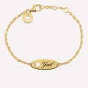 Gourmette bébé personnalisée avec prénom- Etoile de David découpée – argent 925 ou plaqué or 18k