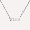 Collier prénom enfant - croix sur le côté - Argent 925 ou Plaque Or 18k