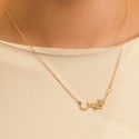 Collier prénom découpé - Main de Fatma sur le côté - Argent 925 ou Plaque Or 18k