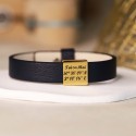 Bracelet personnalisé homme avec plaque carrée en acier doré et cuir