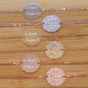 Bracelet personnalisé disque martelé sur chaine en argent rosé ou plaqué or
