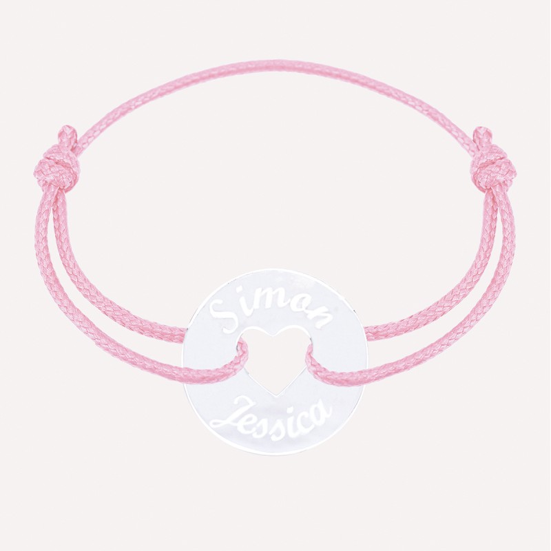 Bracelet gravé acrylique grande cible coeur