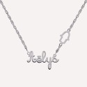 Collier prénom découpé - Main de Fatma sur le côté - Argent 925 ou Plaque Or 18k
