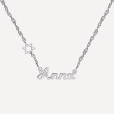 Collier prénom découpé - Etoile de David sur le côté - Argent 925 ou Plaque Or 18k