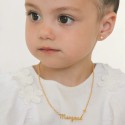 Collier prénom enfant - croix sur le côté - Argent 925 ou Plaque Or 18k