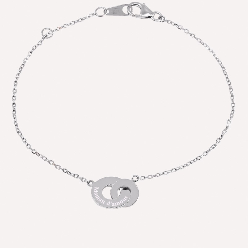 Bracelet gravé double anneaux "enlace-moi"